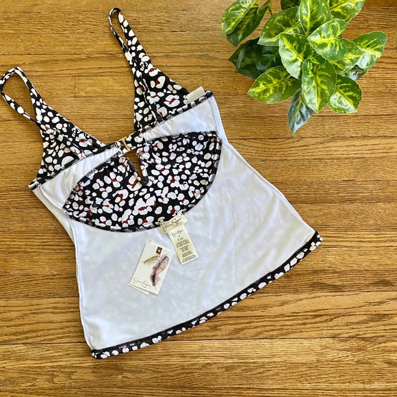 Jessica Simpson Cool Cat Printed V-Wire Tankini Top - Animal Print - Size S - Picture 12 of 14